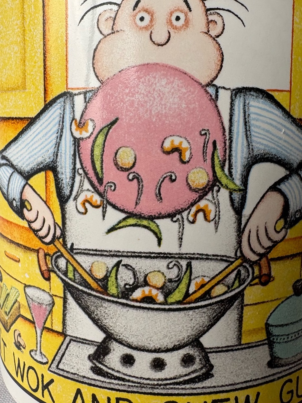 Ceramic Mug from Japan with Playful Chef Illustration - Pink